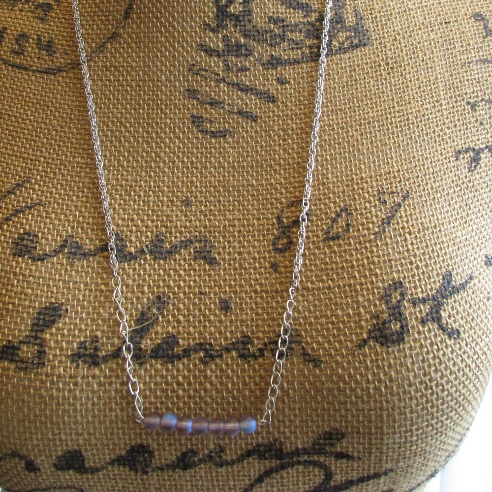 1991 Purple frosted glass bar necklace
